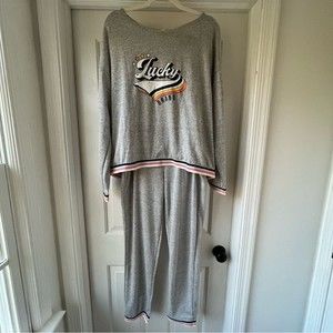 NWT Lucky Brand PJ Set Heathered Grey Size XL